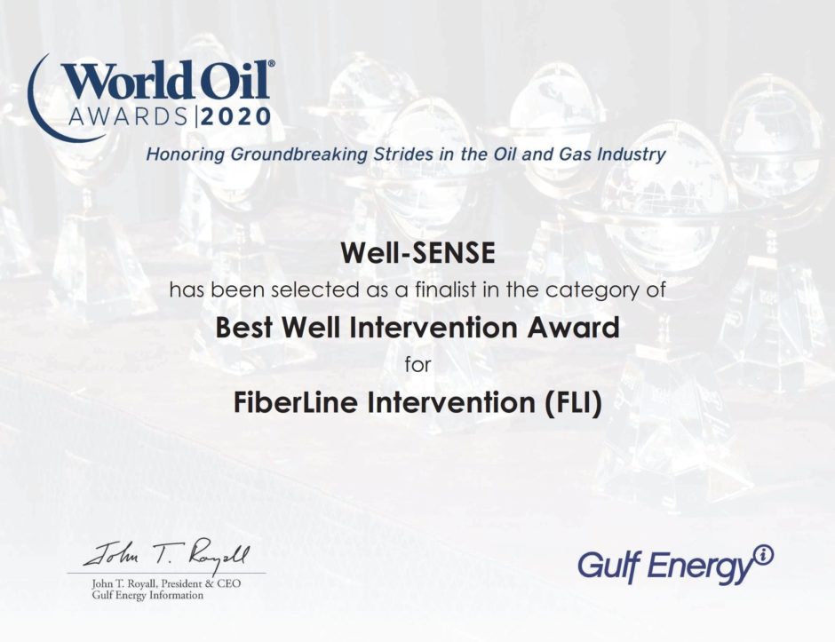 Well-SENSE honoured in World Oil Awards